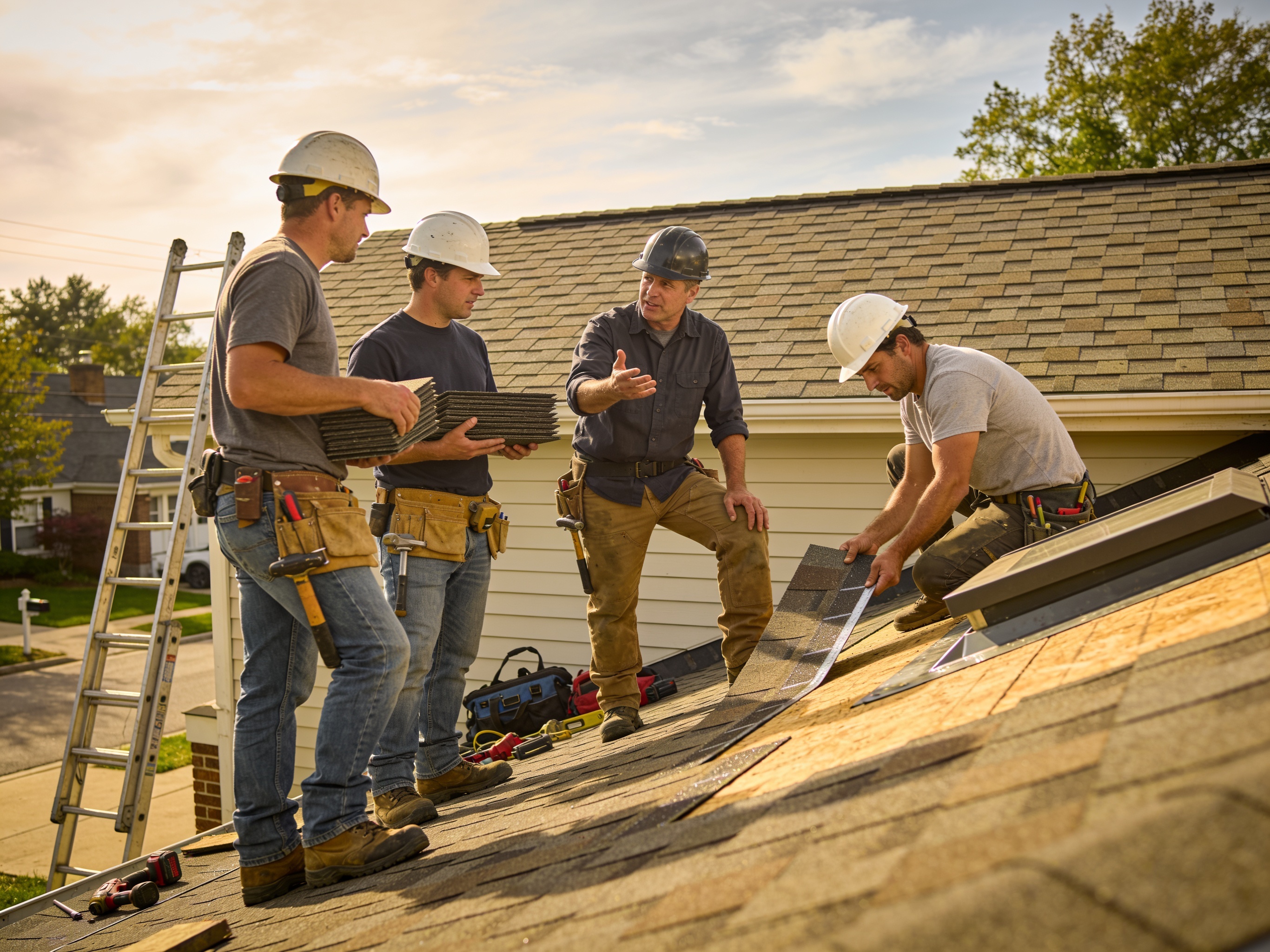 The Towson Roof Co team at work in Towson 